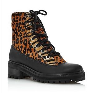 Schutz cheetah print black rain boots